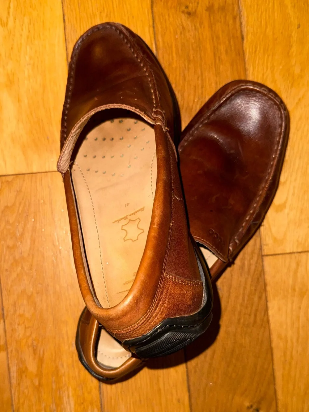 Ecco Men’s Chestnut Leather Slip-On Loafers